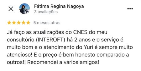 avaliação fatima regina nagoya, atualização do cnes